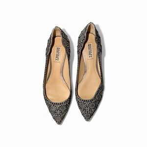 Badgley Mischka Silver-Gray Crystal Embellished Pointed Flats Size 7.5